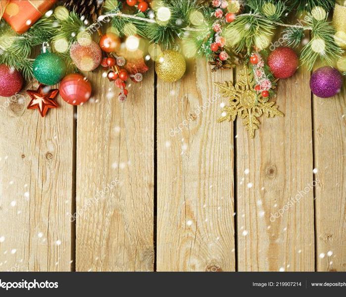Holiday decorations on wood